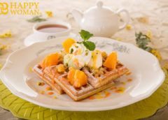 ピスタチオとチーズクリームのオレンジワッフル